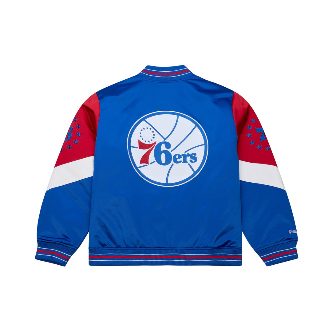 Philadelphia 76ers NBA Throw It Back Heavyweight Satin Jacket Mitchell &amp; Ness