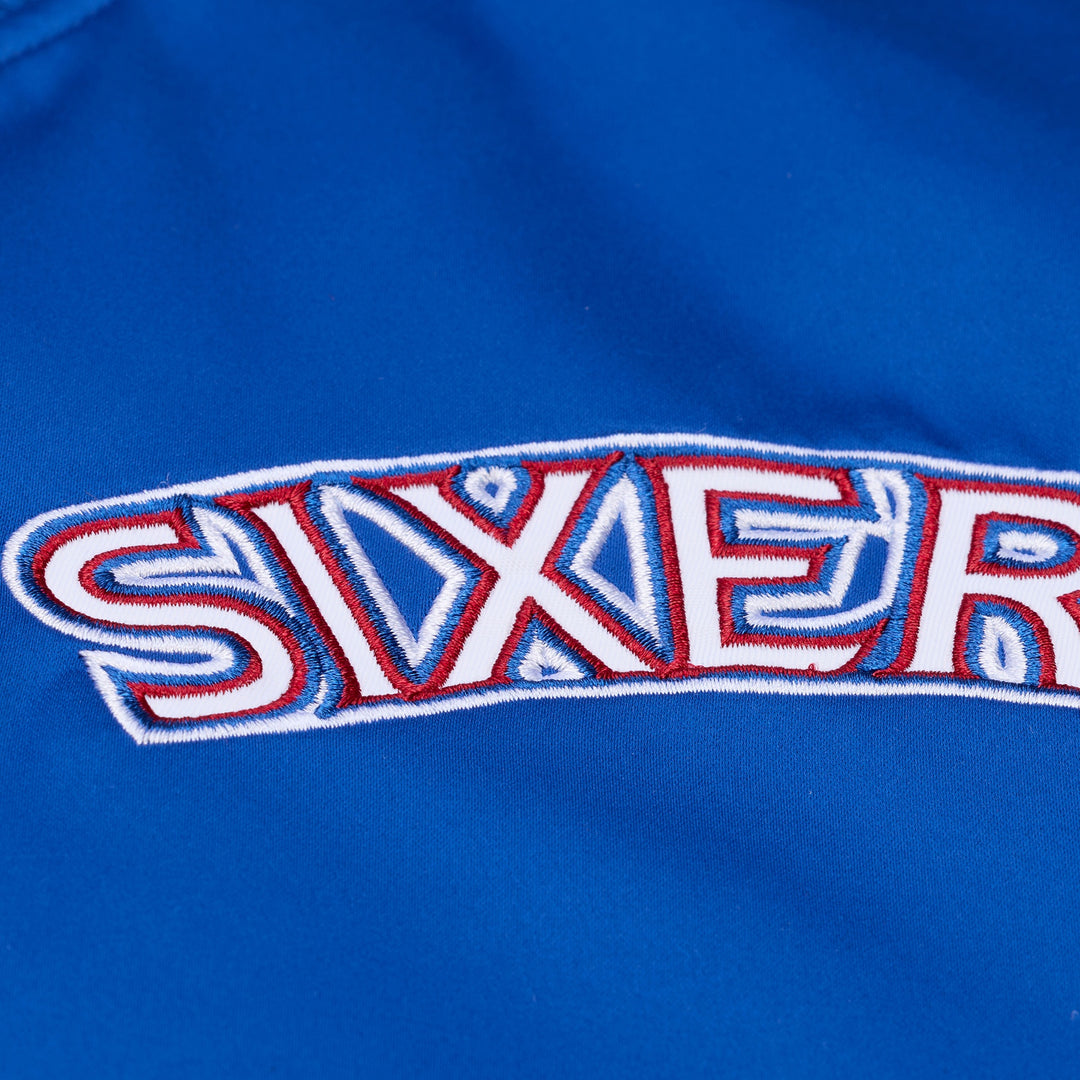 Philadelphia 76ers NBA Throw It Back Heavyweight Satin Jacket Mitchell &amp; Ness