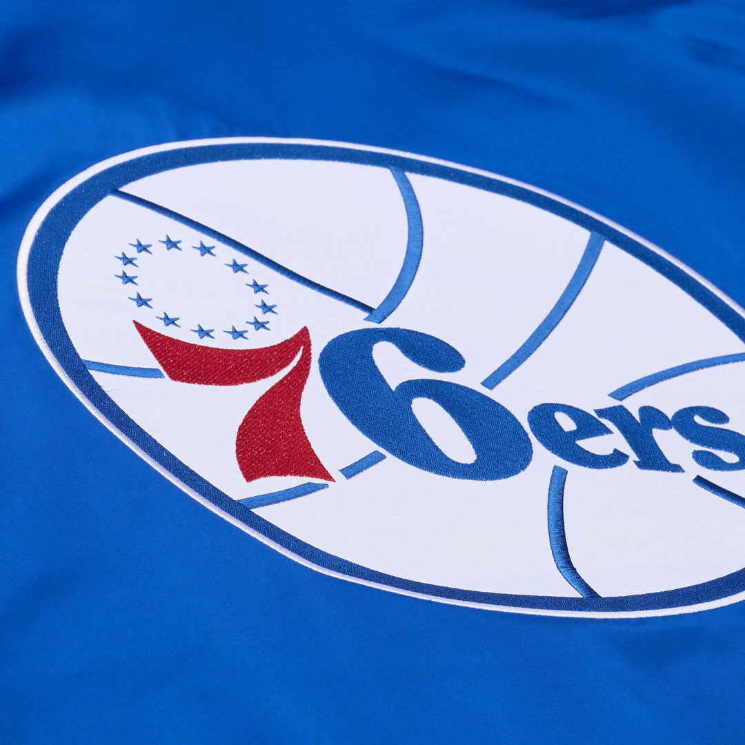 Philadelphia 76ers NBA Throw It Back Heavyweight Satin Jacket Mitchell &amp; Ness
