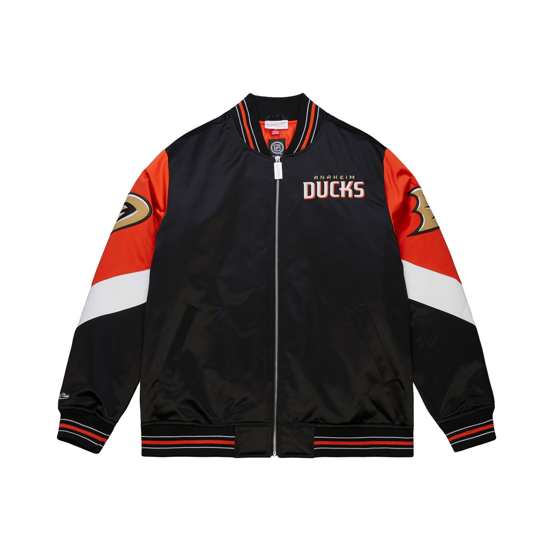 Anaheim Ducks NHL Throw It Back Heavyweight Satin Jacket Mitchell &amp; Ness