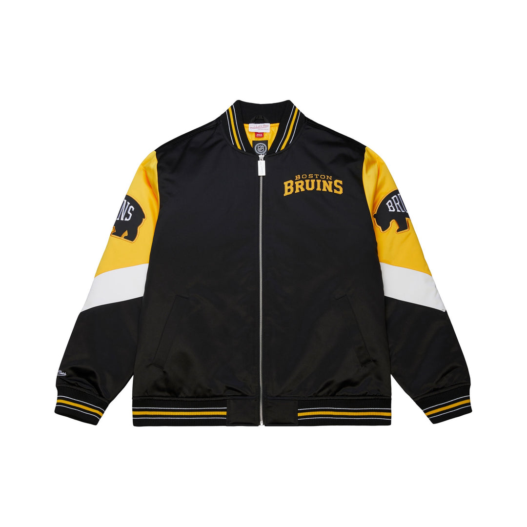 Boston Bruins NHL Throw It Back Heavyweight Satin Jacket Mitchell &amp; Ness