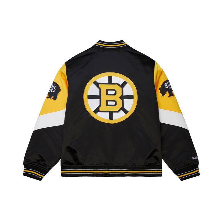 Boston Bruins NHL Throw It Back Heavyweight Satin Jacket Mitchell &amp; Ness