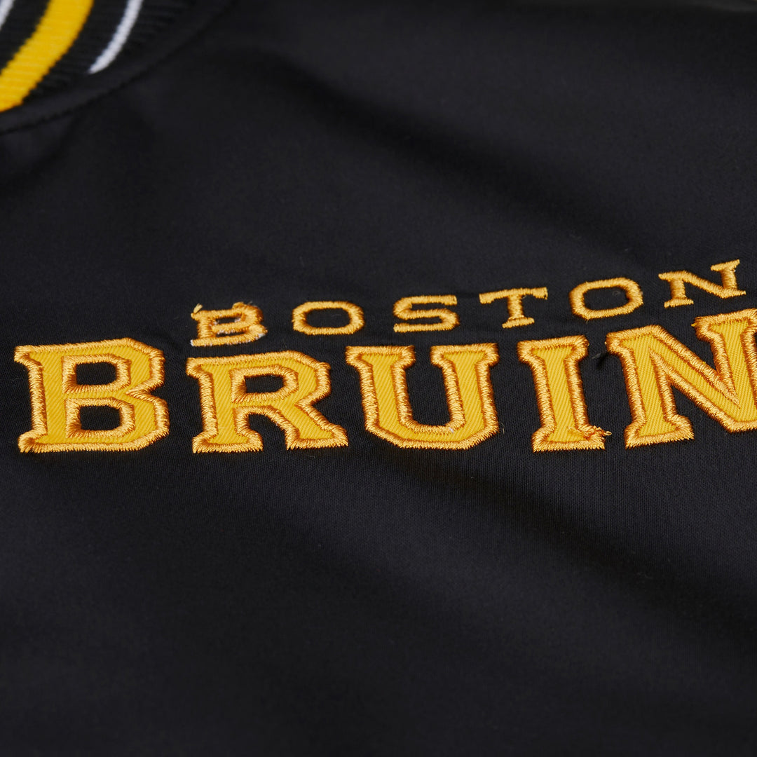 Boston Bruins NHL Throw It Back Heavyweight Satin Jacket Mitchell &amp; Ness