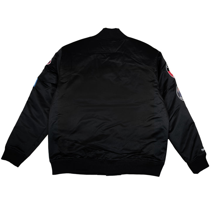 Chicago Bulls NBA Mitchell &amp; Ness Blackout Heavyweight Satin Jacket Black