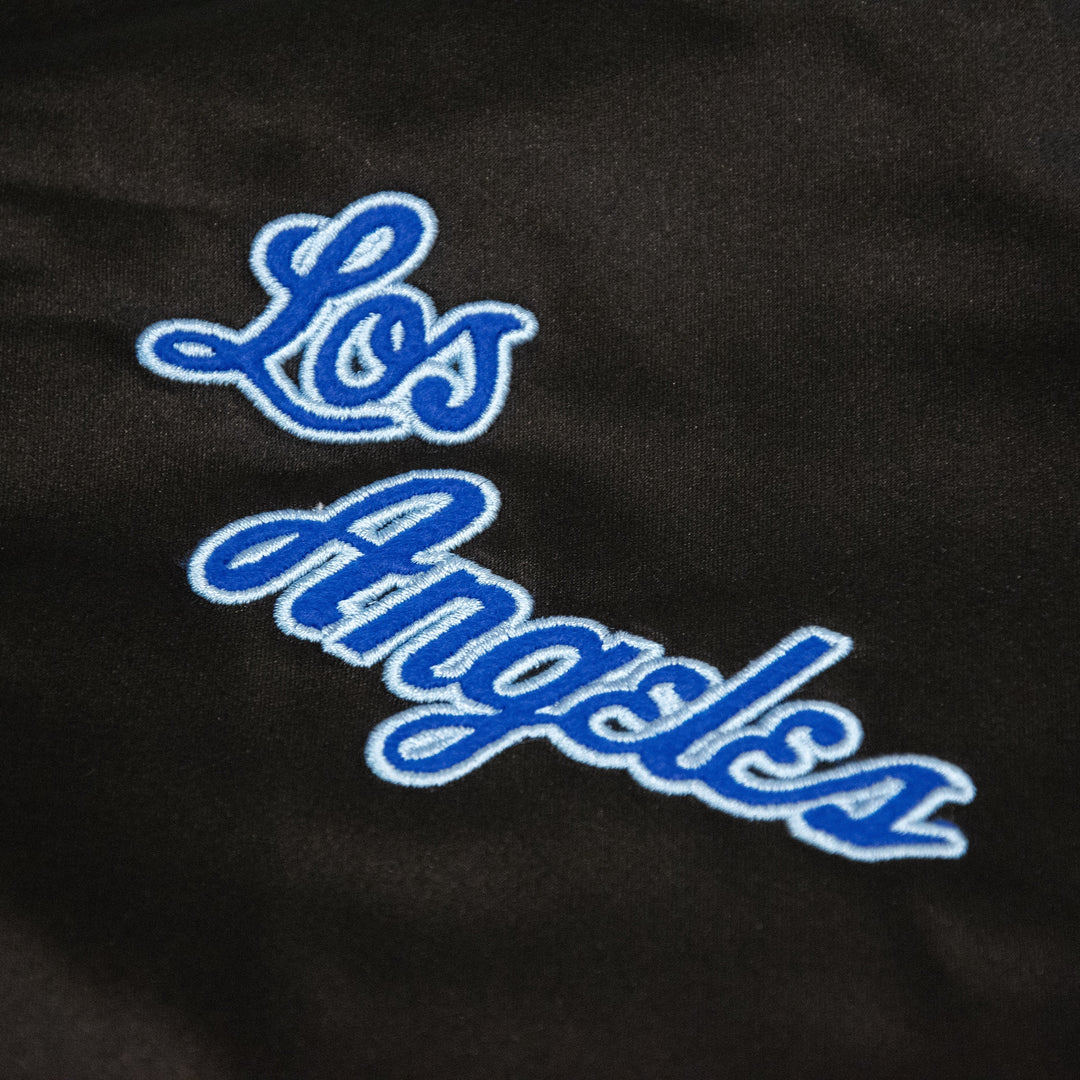 Los Angeles Lakers NBA Mitchell &amp; Ness Blackout Heavyweight Satin Jacket Black