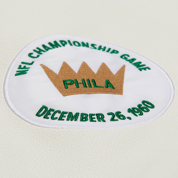 Philadelphia Eagles NFL Dusted Collection Varsity Jacket Vintage Logo Mitchell &amp; Ness