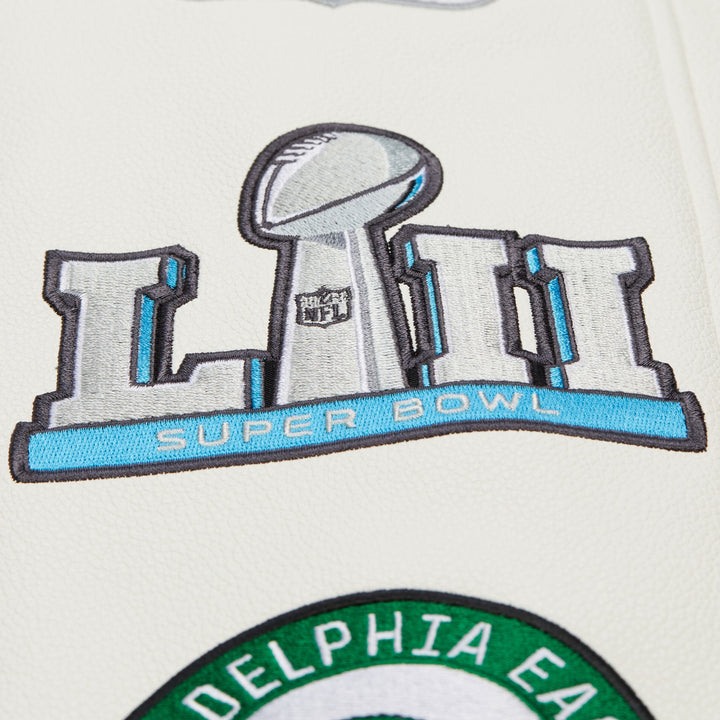 Philadelphia Eagles NFL Dusted Collection Varsity Jacket Vintage Logo Mitchell &amp; Ness