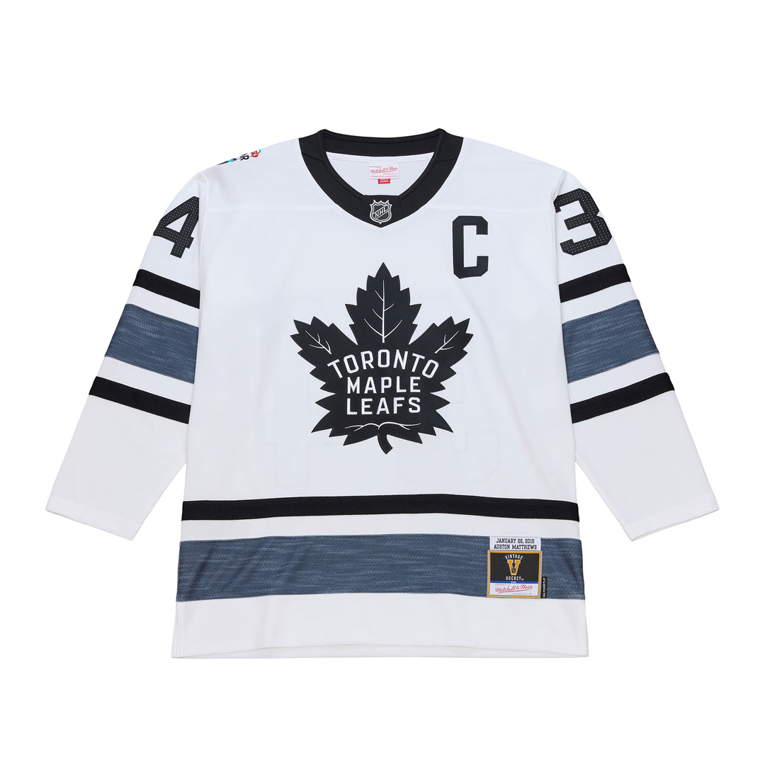Auston Matthews Toronto Maple Leafs NHL 2019 All-Star Jersey Mitchell &amp; Ness White/Black