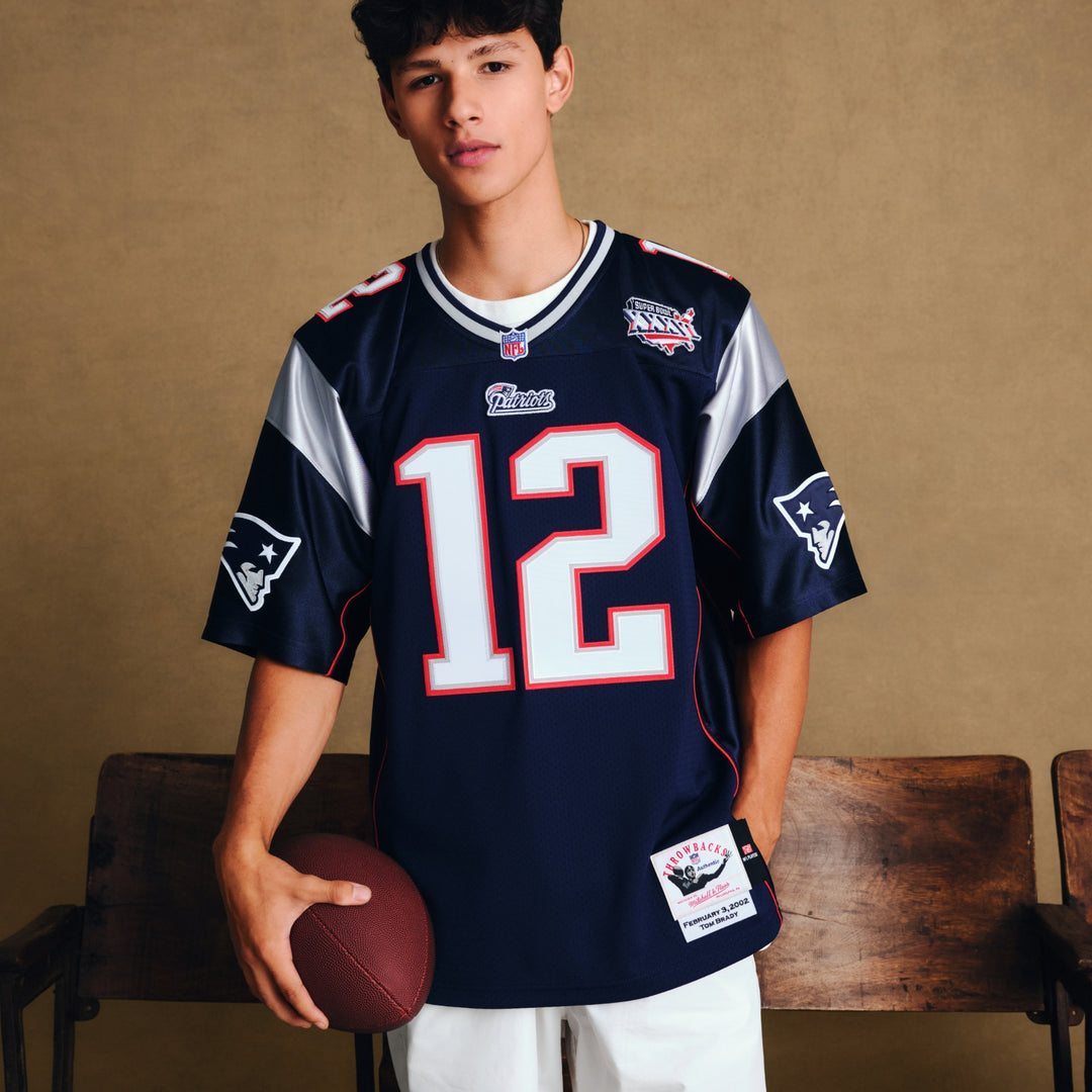 Tom Brady New England Patriots NFL Dark Authentic Jersey New England Patriots 2001 Mitchell &amp; Ness Navy