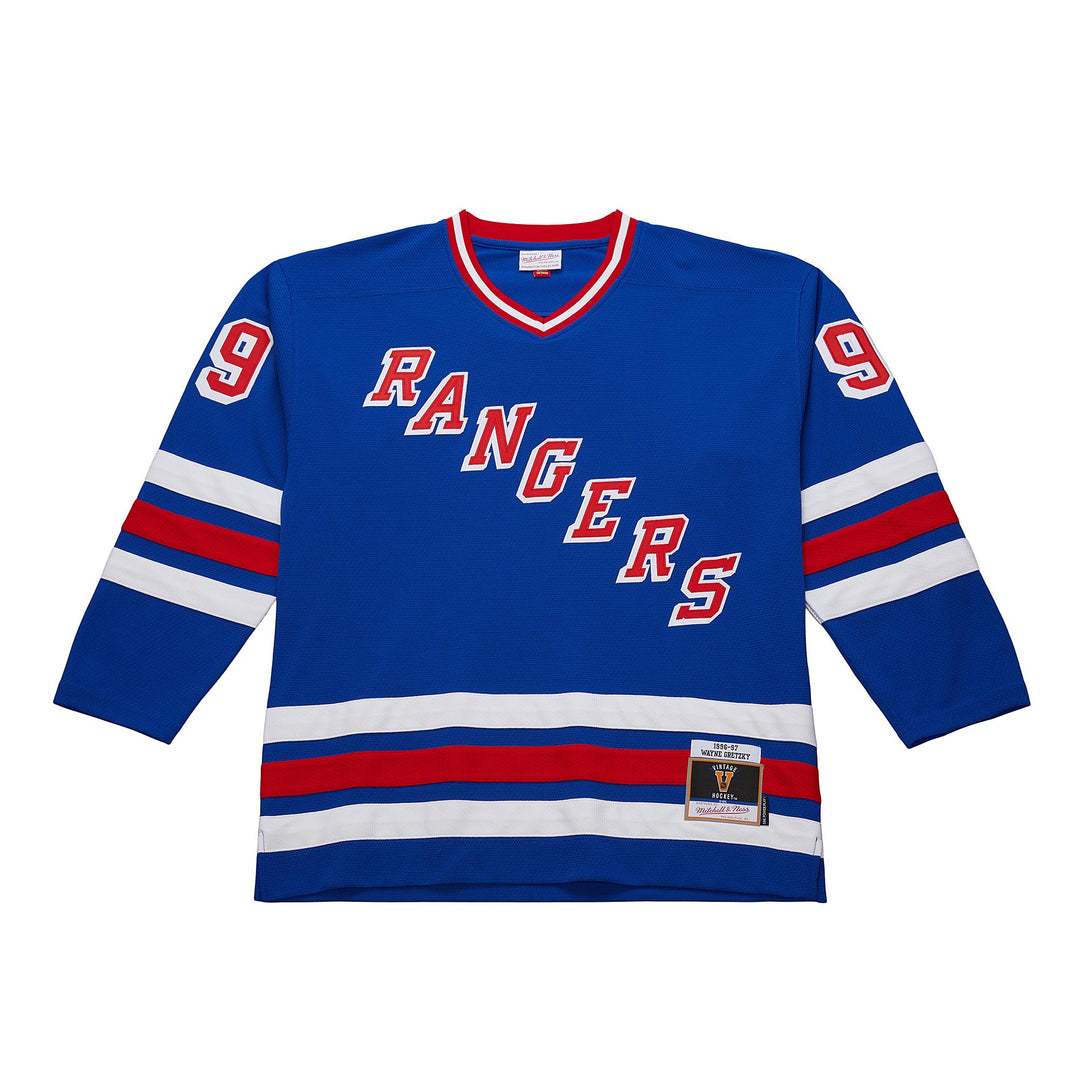 Wayne Gretzky New York Rangers NHL 1996-97 Power Play Dark Jersey Mitchell &amp; Ness Blue/Red