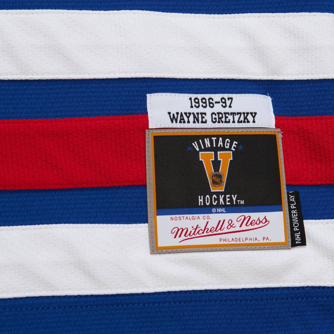 Wayne Gretzky New York Rangers NHL 1996-97 Power Play Dark Jersey Mitchell &amp; Ness Blue/Red