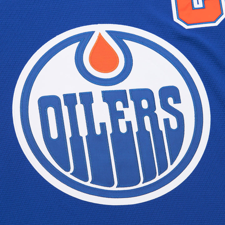 Wayne Gretzky Edmonton Oilers NHL 1986-87 Power Play Dark Jersey Mitchell &amp; Ness Blue/Orange