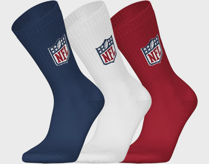 Barefoot - NFL Socks - NFL Red/White/Blue - 3 Pairs Crew Socks