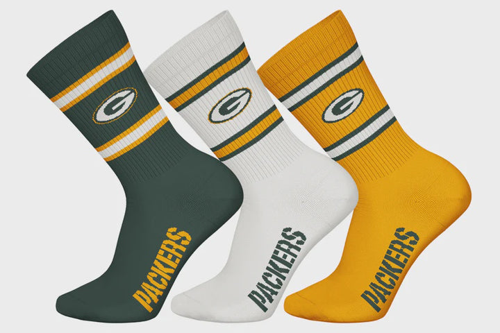 Barefoot - NFL Socks - NFL Green Bay Packers - 3 Pack Crew Socks