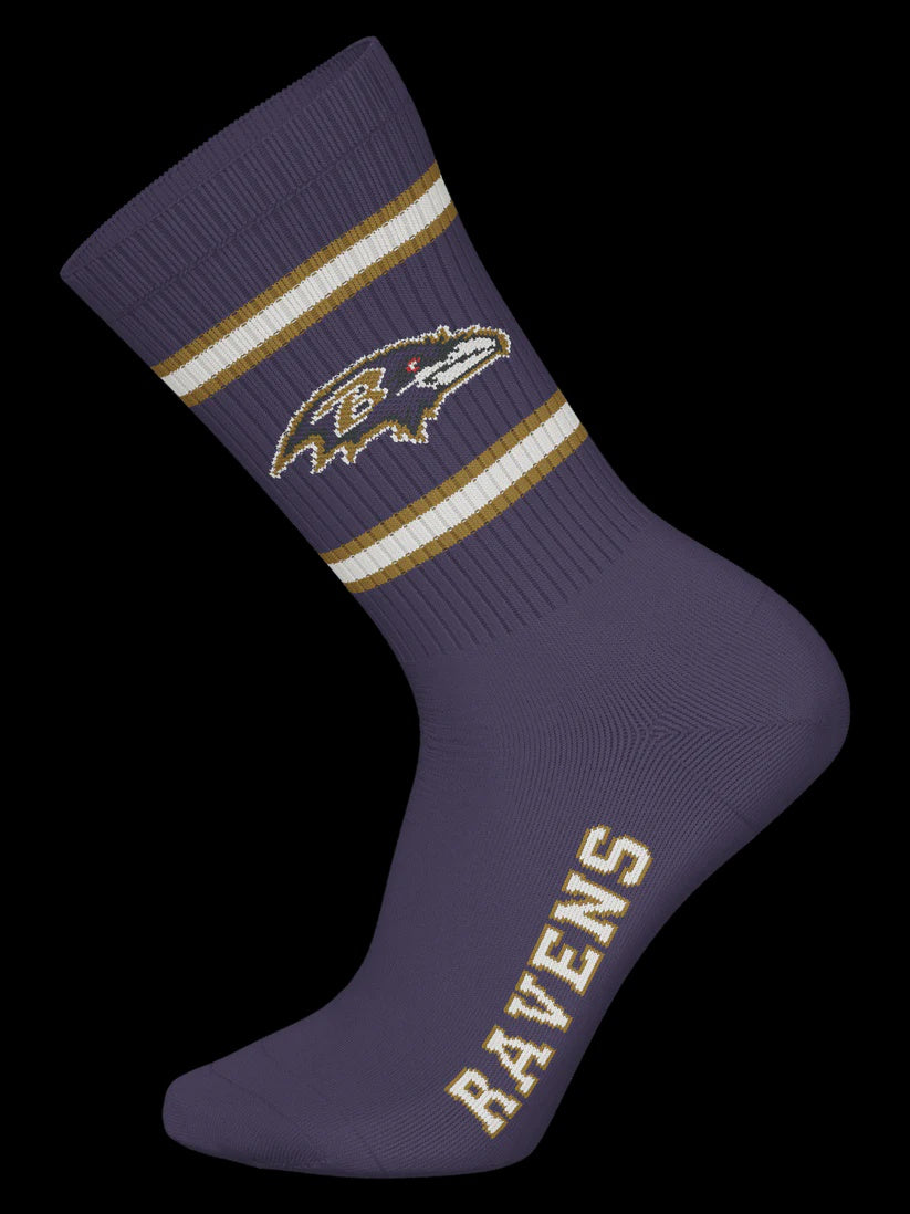 Barefoot - NFL Socks - Baltimore Ravens  - 3 Pack Crew Socks