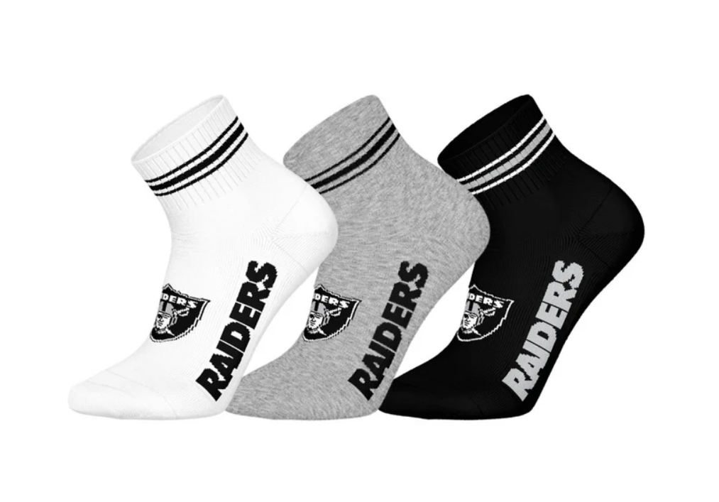 Barefoot - NFL Socks - NFL Las Vegas Raiders- 3 Pairs Quarter Socks