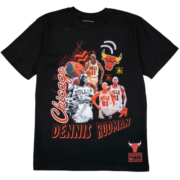 Dennis Rodman Chicago Bulls  NBA Classic Sport Player Tee Mitchell &amp; Ness Black