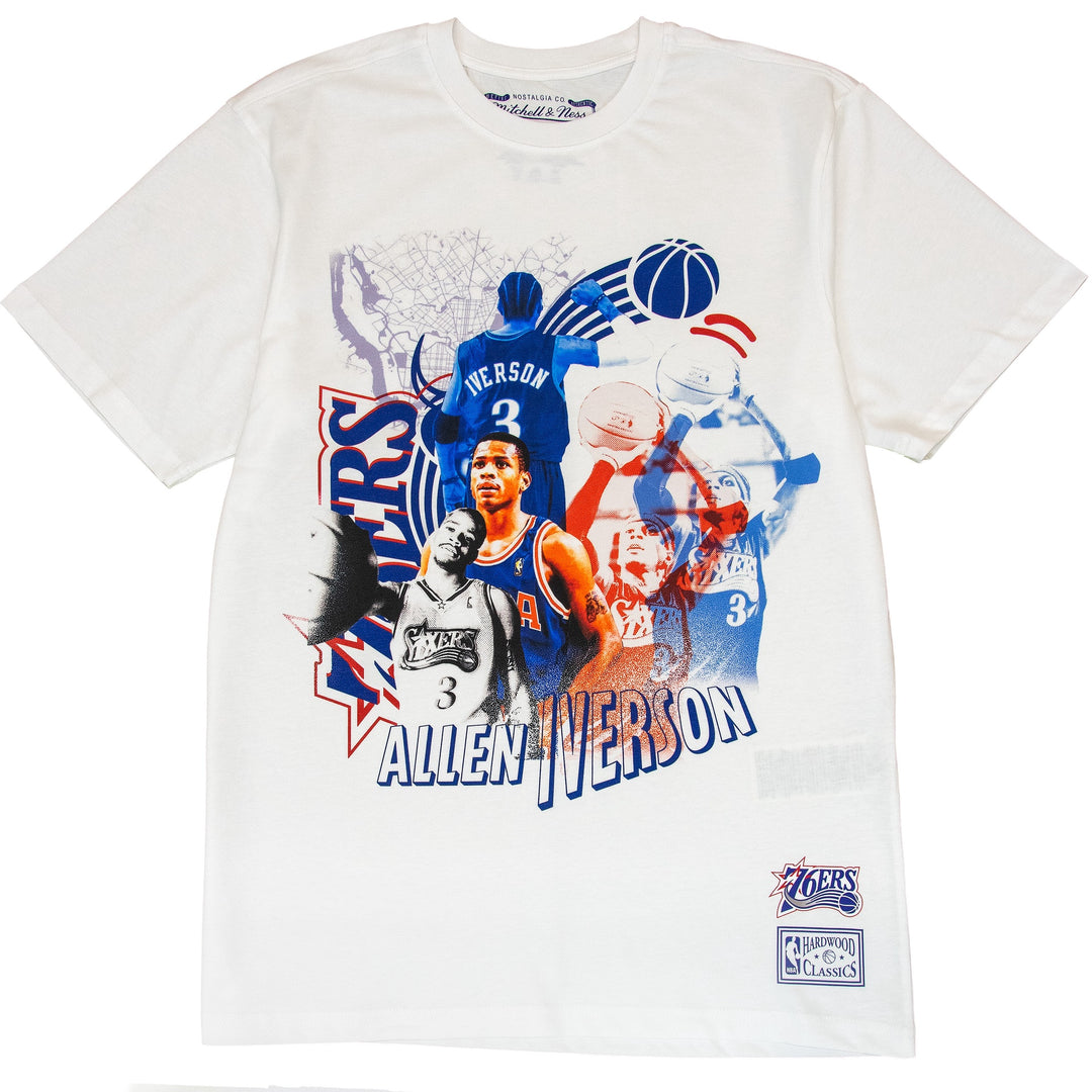 Allen Iverson Philadelphia 76ers NBA Classic Sport Player Tee Mitchell &amp; Ness White