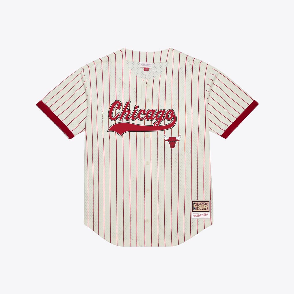 Derrick Rose Chicago Bulls Name &amp; Number Mesh Button-Up Jersey Mitchell &amp; Ness Cream