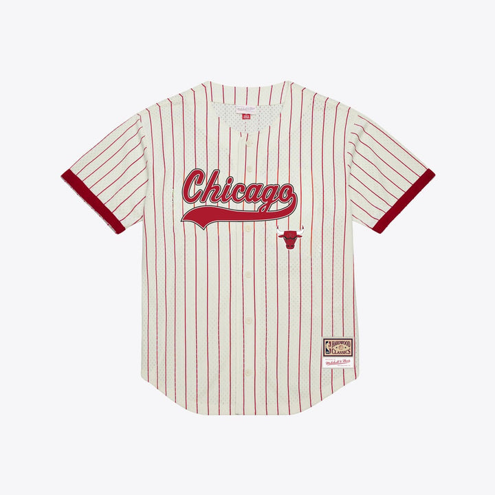 Derrick Rose Chicago Bulls Name &amp; Number Mesh Button-Up Jersey Mitchell &amp; Ness Cream