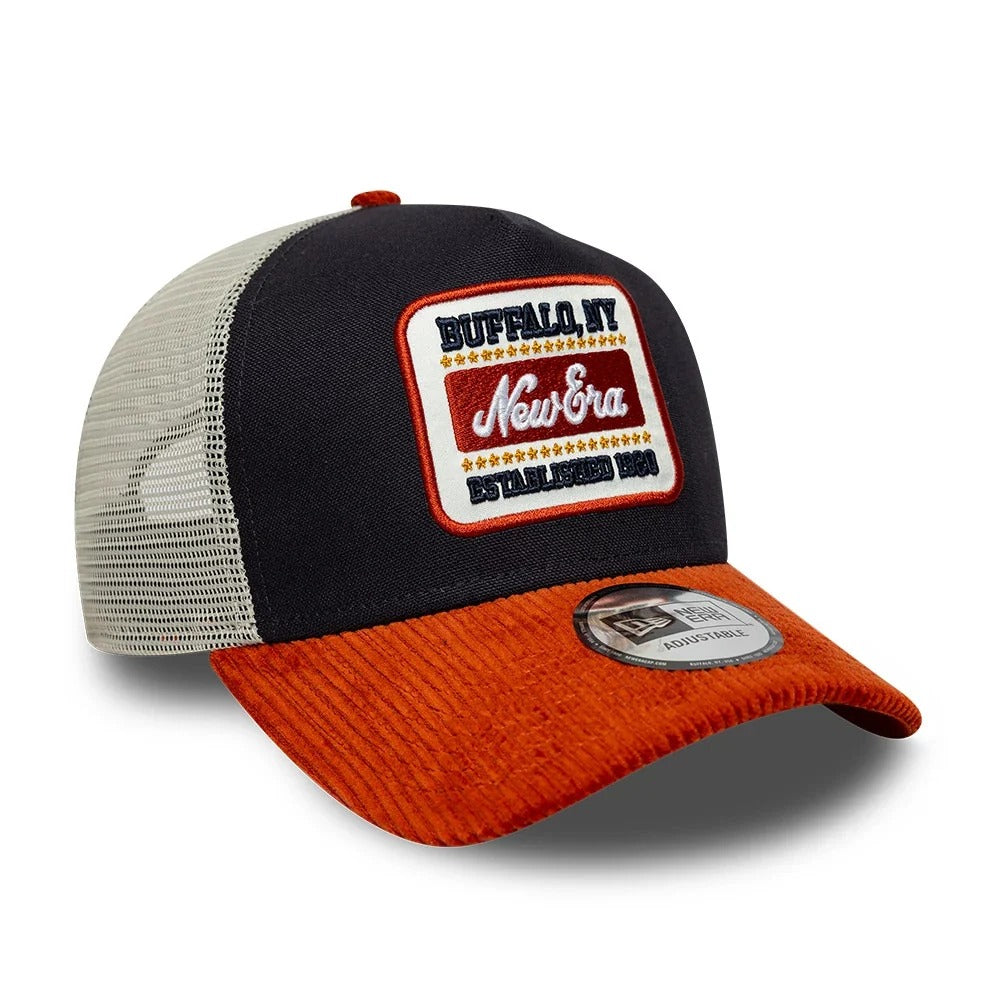 New Era Patch Cord E-frame Trucker Snapback Navy/Orange