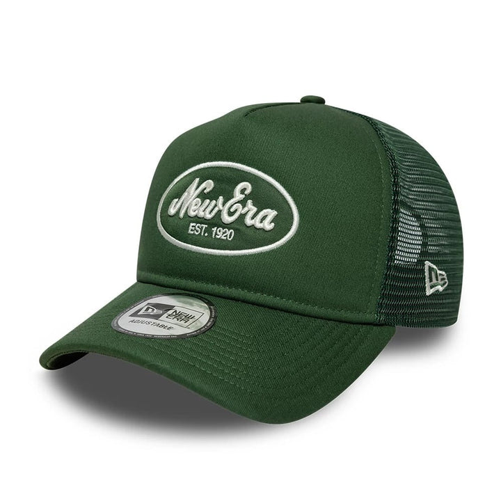 New Era Oval Foam Patch Trucker Snapback Green/White