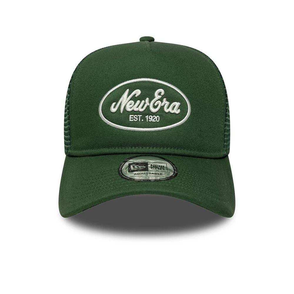 New Era Oval Foam Patch Trucker Snapback Green/White
