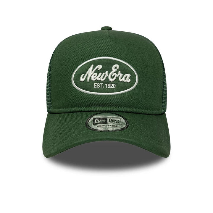 New Era Oval Foam Patch Trucker Snapback Green/White