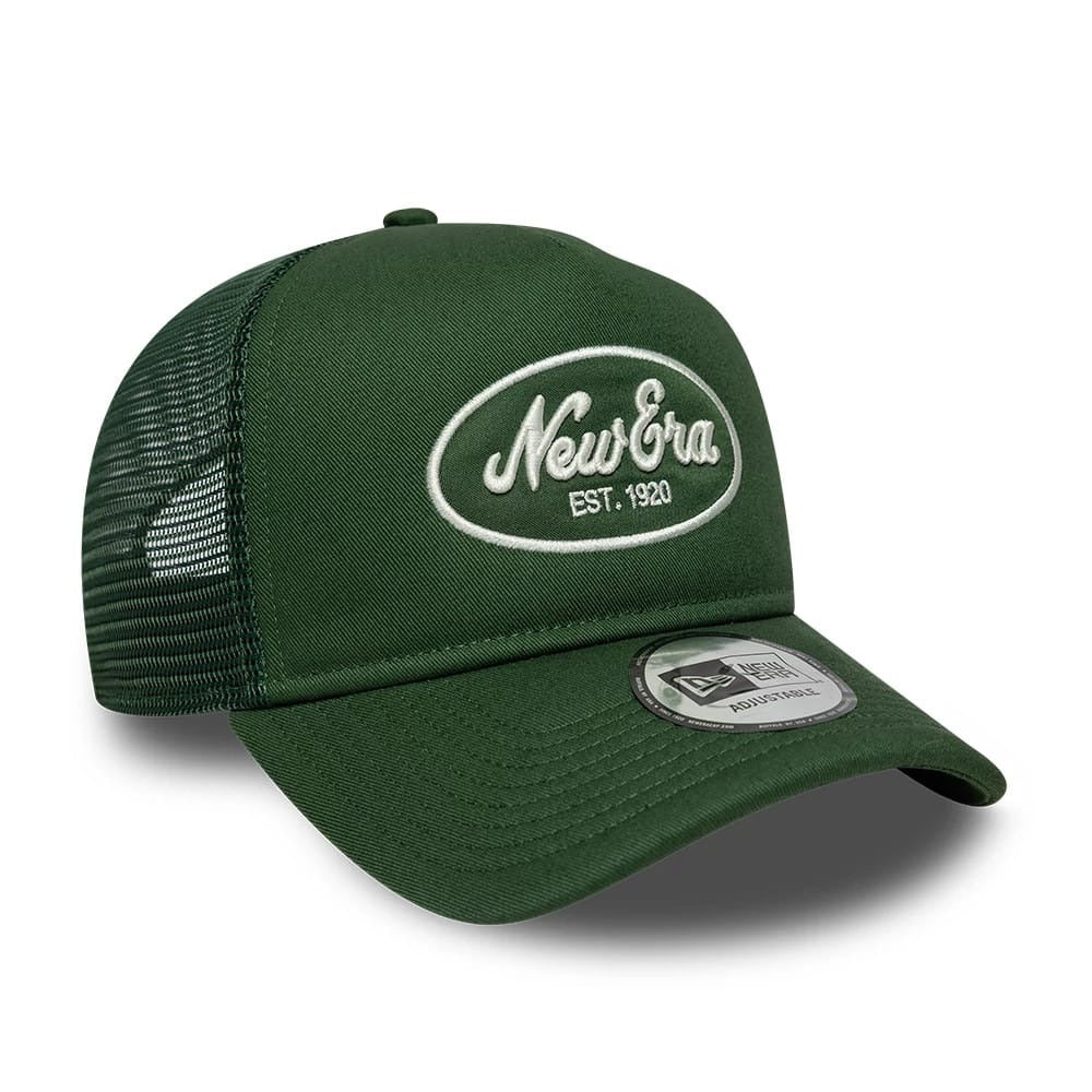 New Era Oval Foam Patch Trucker Snapback Green/White