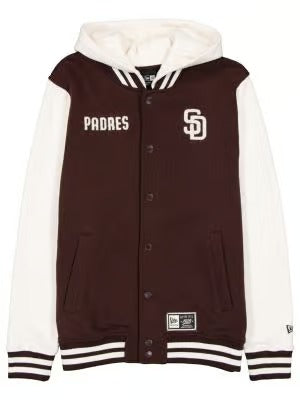 San Diego Padres MLB Letterman Hooded Jacket New Era Brown
