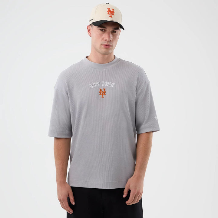 New York Mets MLB Waffle Box Tee New Era Grey