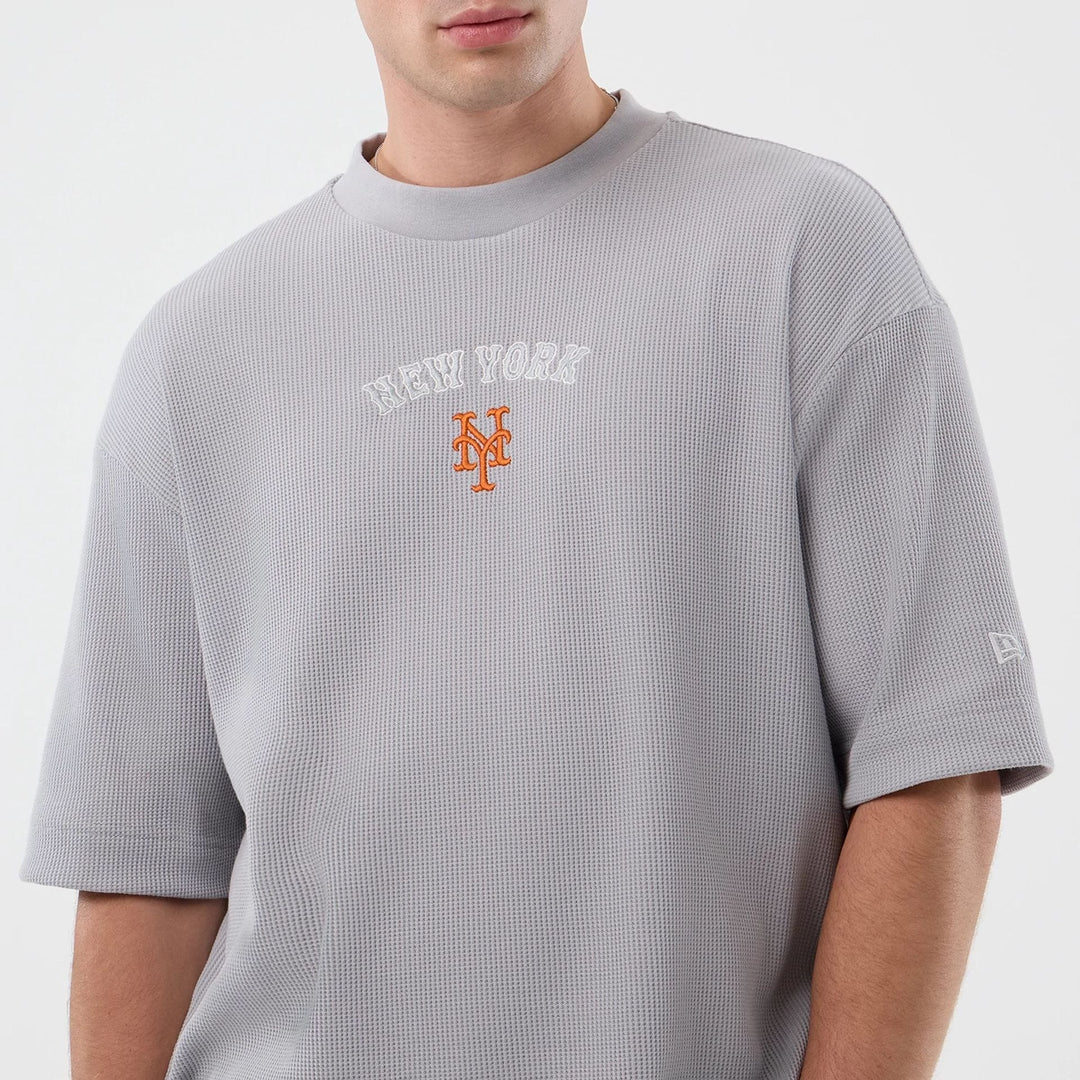 New York Mets MLB Waffle Box Tee New Era Grey