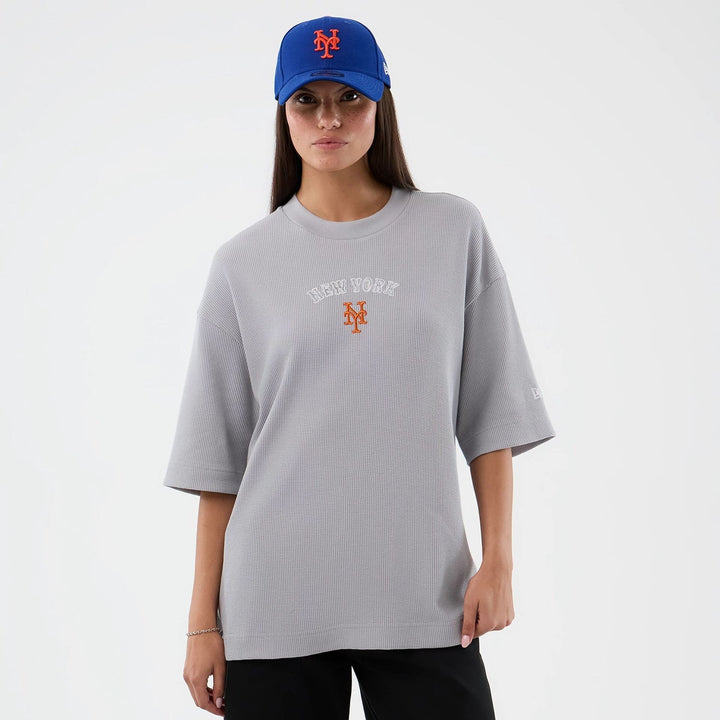New York Mets MLB Waffle Box Tee New Era Grey