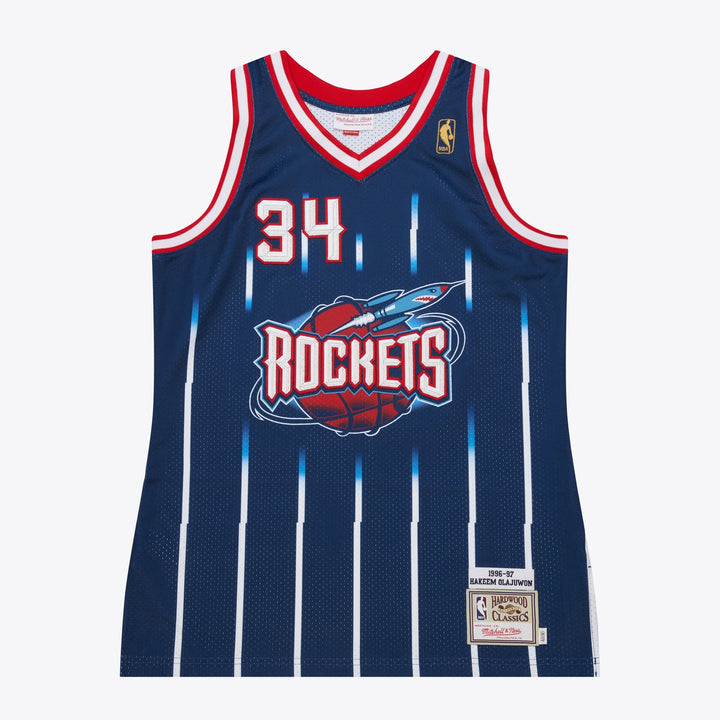 Hakeem Olajuwon Houston Rockets Mitchell &amp; Ness 1996-97 NBA Swingman Jersey Navy