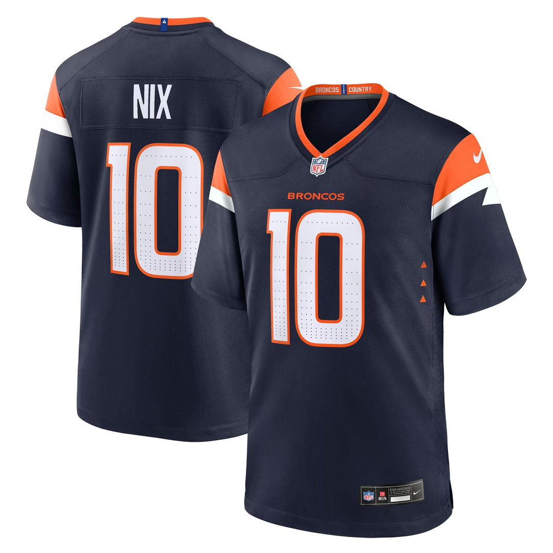 Bo Nix Denver Broncos NFL Alternate Game Jersey Nike Navy Orange