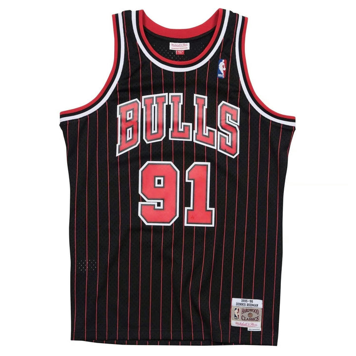 Dennis Rodman Chicago Bulls 1995-1996 Pinstripe NBA Swingman Jersey Mitchell &amp; Ness