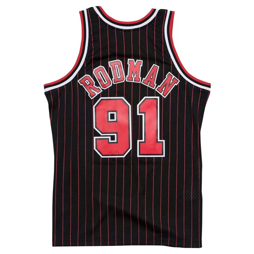 Dennis Rodman Chicago Bulls 1995-1996 Pinstripe NBA Swingman Jersey Mitchell &amp; Ness