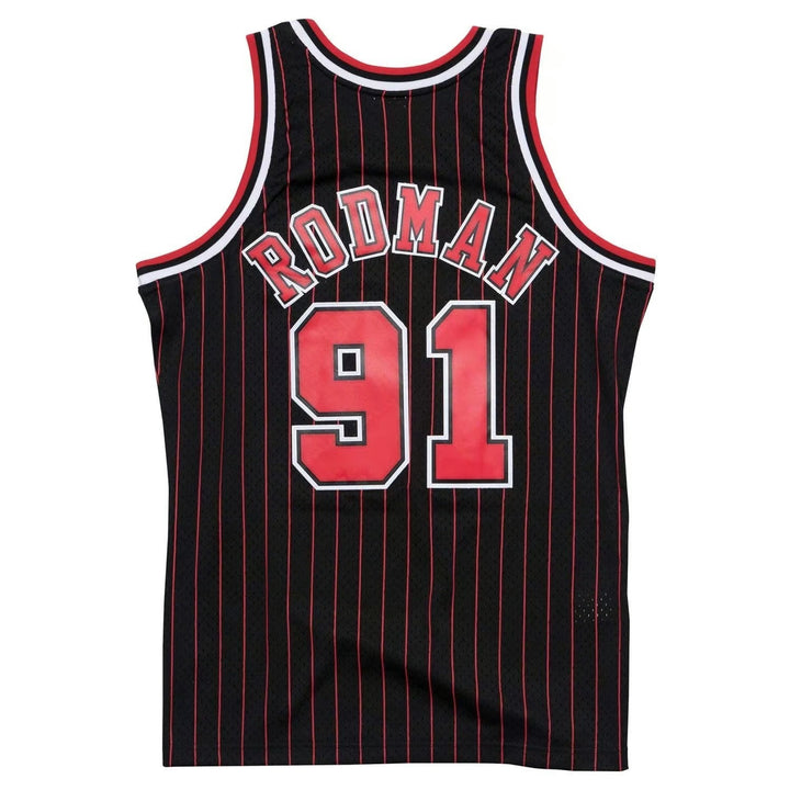 Dennis Rodman Chicago Bulls 1995-1996 Pinstripe NBA Swingman Jersey Mitchell &amp; Ness