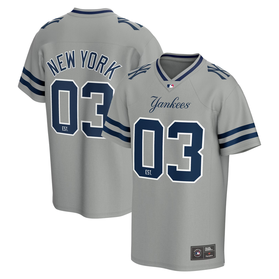 New York Yankees MLB Lifestyle Football Jersey Fanatics Grey