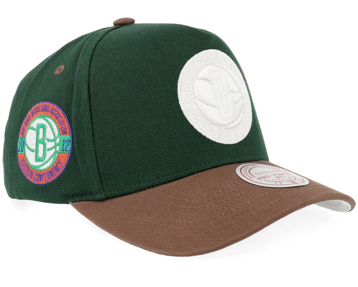 Brooklyn Nets NBA Outland Pro Pinch Snapback Mitchell &amp; Ness Green/Brown