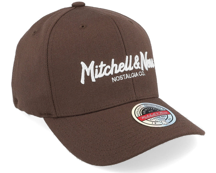 Branded Pinscript Classic Red Snapback Mitchell &amp; Ness Brown/White