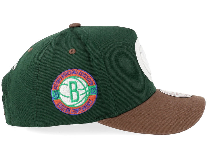 Brooklyn Nets NBA Outland Pro Pinch Snapback Mitchell &amp; Ness Green/Brown