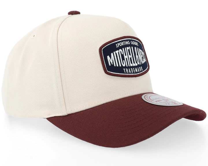 Branded Sporting Pro Pinch Snapback Mitchell &amp; Ness Cream/Burgundy