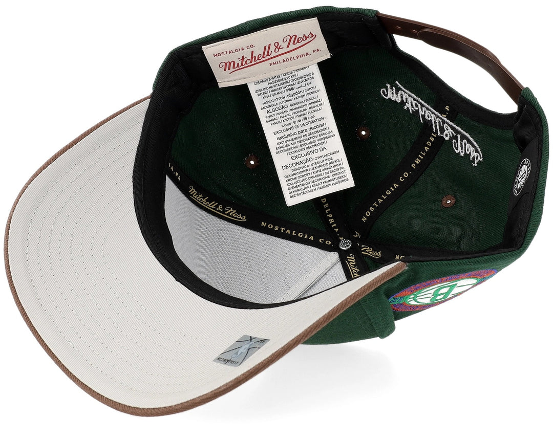 Brooklyn Nets NBA Outland Pro Pinch Snapback Mitchell &amp; Ness Green/Brown
