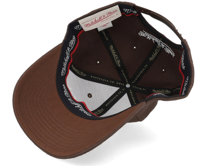 Branded Pinscript Classic Red Snapback Mitchell &amp; Ness Brown/White