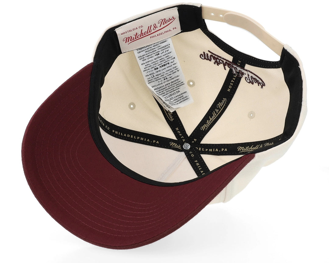 Branded Sporting Pro Pinch Snapback Mitchell &amp; Ness Cream/Burgundy