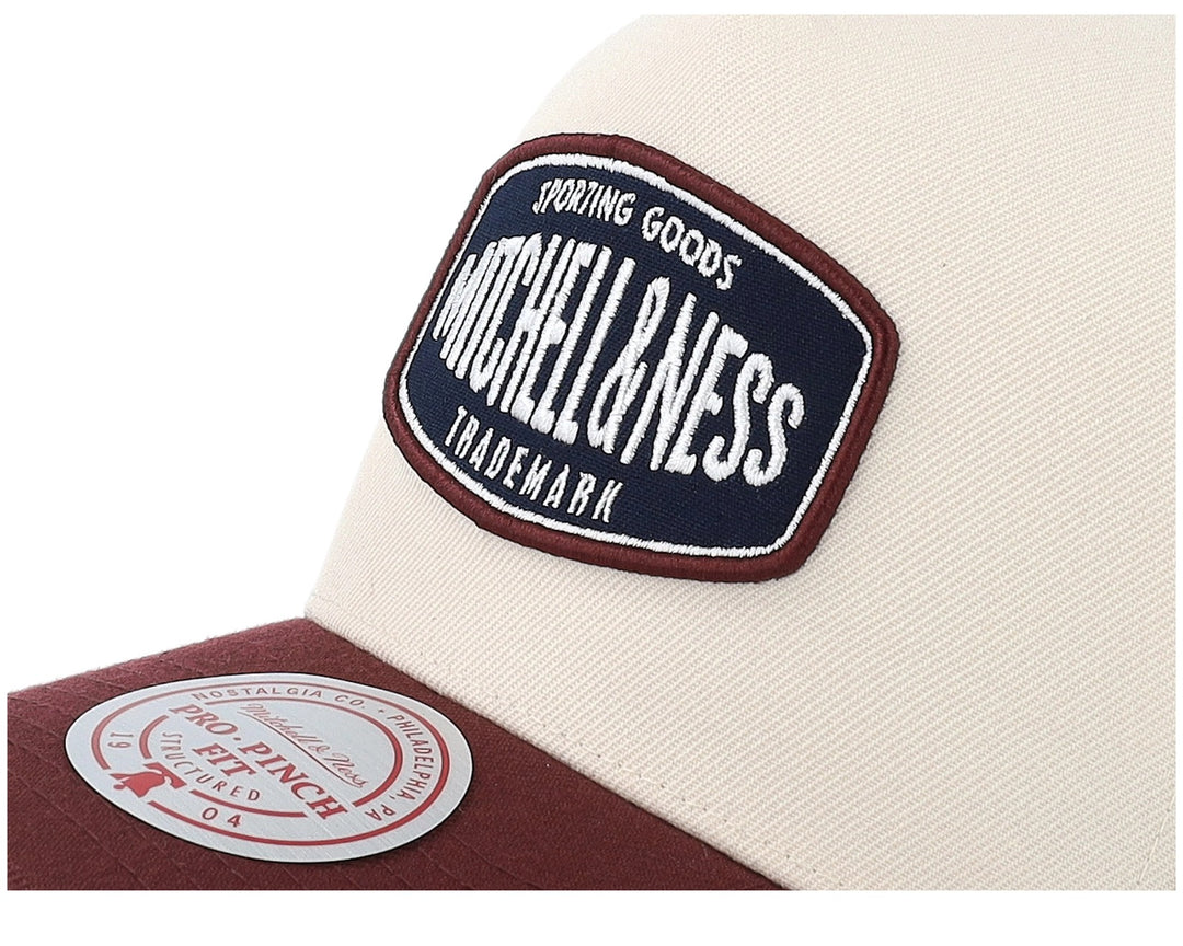 Branded Sporting Pro Pinch Snapback Mitchell &amp; Ness Cream/Burgundy