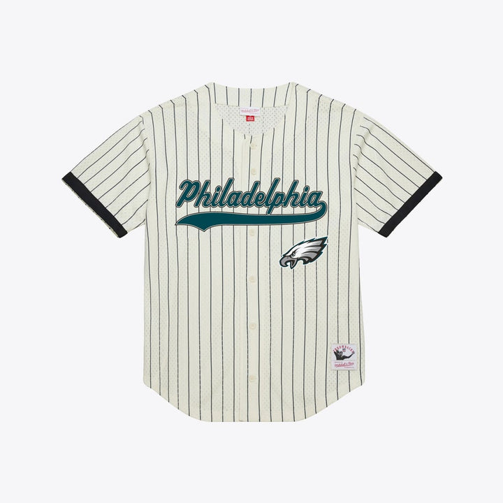 Brian Dawkins Philadelphia Eagles NFL Name &amp; Number Mesh Button-Up Jersey Mitchell &amp; Ness Cream