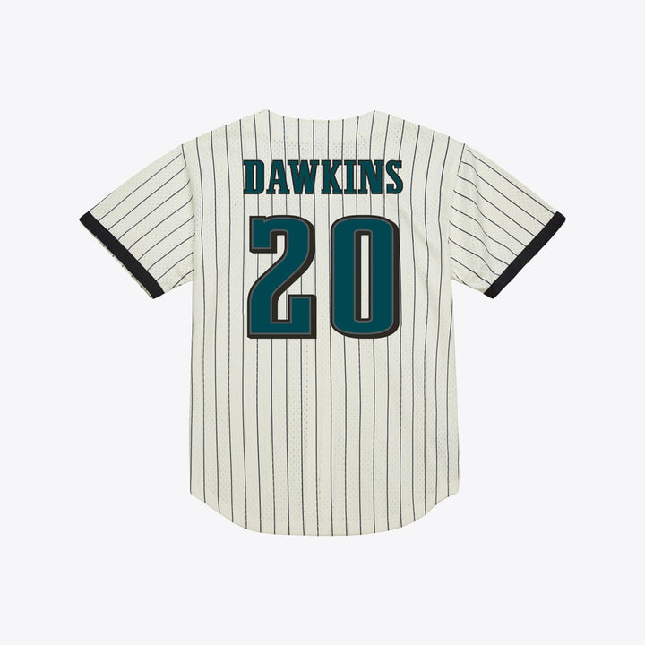 Brian Dawkins Philadelphia Eagles NFL Name &amp; Number Mesh Button-Up Jersey Mitchell &amp; Ness Cream