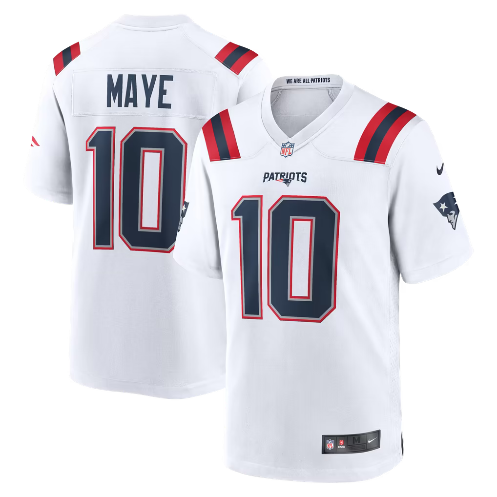 Drake Maye New England Patriots NFL Game Jersey Road Nike White
